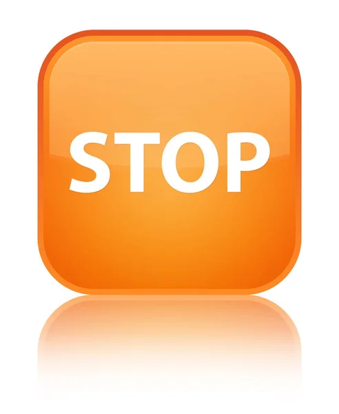 Pare o botão quadrado laranja especial — Fotografia de Stock