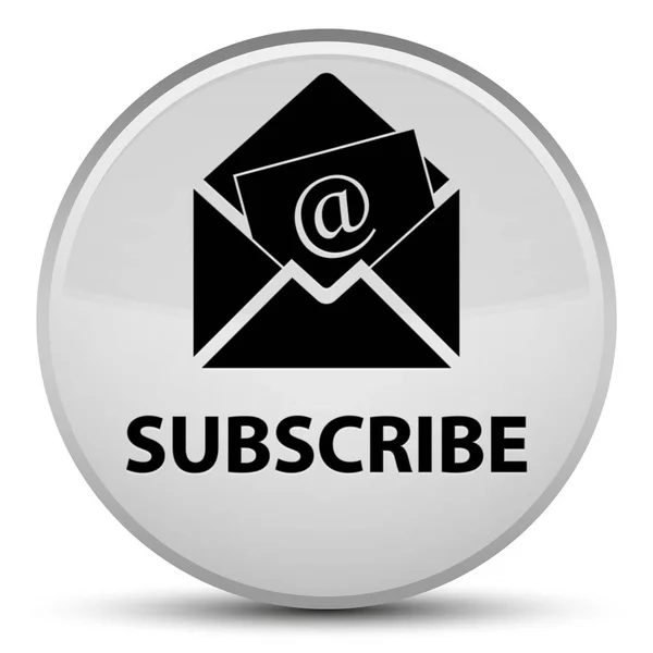 Abonnieren (Newsletter-E-Mail-Symbol) spezielle weiße runde Taste — Stockfoto