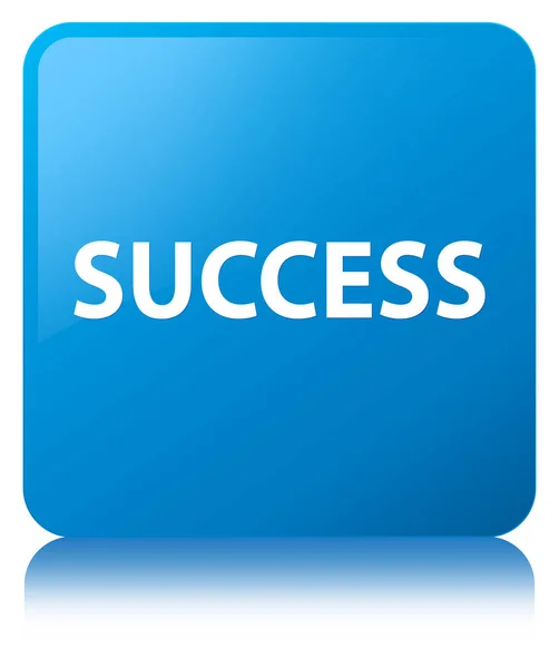 Success cyan blue square button — Stock Photo, Image