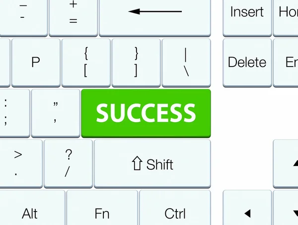 Tecla de teclado verde suave de sucesso — Fotografia de Stock