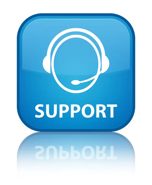 Suporte (ícone de atendimento ao cliente) botão quadrado azul ciano especial — Fotografia de Stock