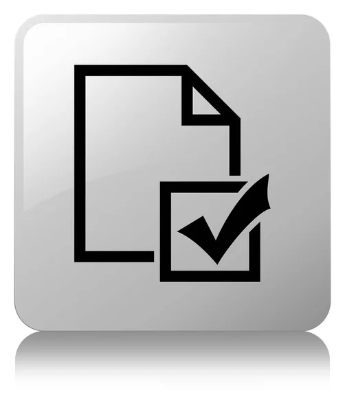 Undersökning ikonen vita fyrkantiga knappen — Stockfoto