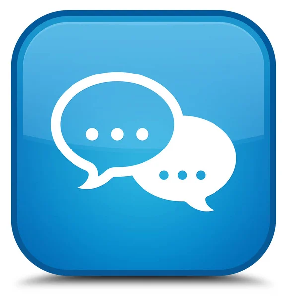 Talk bubble icon special cyan blue square button — Stock Photo, Image
