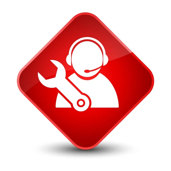 技術サポート アイコン エレガントな赤いダイヤ ボタン — ストック写真