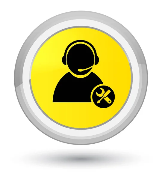Tech ondersteuning eerste gele ronde knoop van het pictogram — Stockfoto