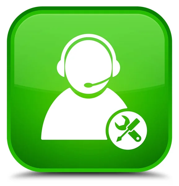 Tech support icon special green square button — Stock Photo, Image