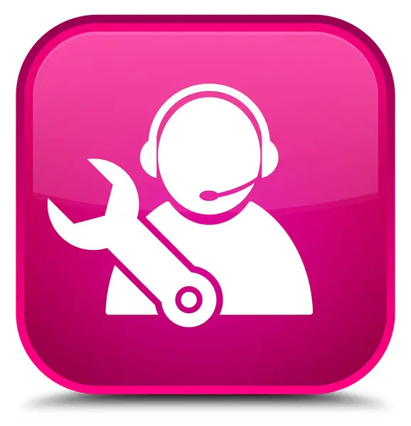 Tech support icon special pink square button — Stock Photo, Image