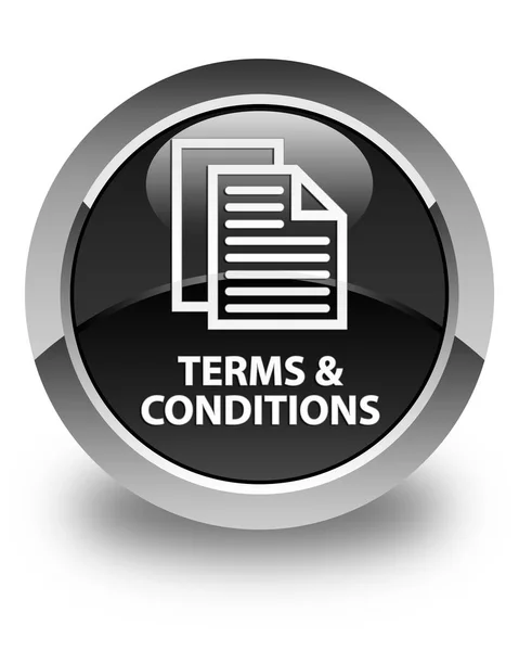 Terms and conditions (pages icon) glossy black round button — Stock Photo, Image
