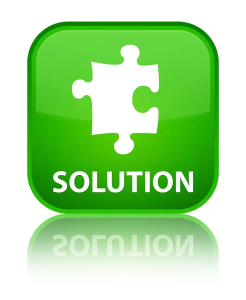 Solution (puzzle icon) special green square button — Stock Photo, Image