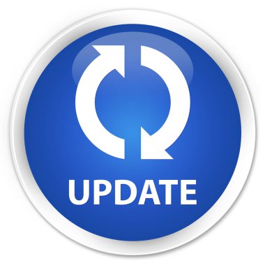 Güncelleştirme premium mavi yuvarlak düğmesi