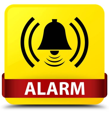 Alarm (zil simgesini) sarı kare düğme kırmızı kurdele orta