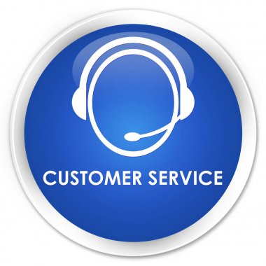 Müşteri hizmeti (müşteri bakım simgesi) sigorta primi mavi yuvarlak düğmesi