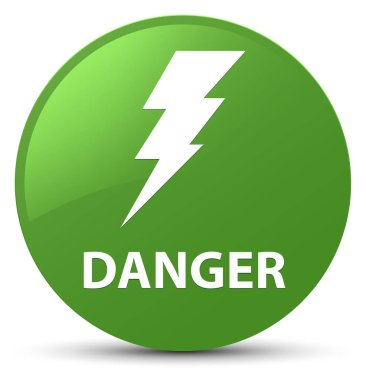 Tehlike (elektrik simgesi) yumuşak yeşil yuvarlak düğmesi