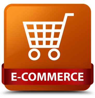 E-ticaret kahverengi kare düğme kırmızı kurdele orta