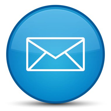 E-posta kutsal kişilerin resmi özel camgöbeği mavi yuvarlak düğme