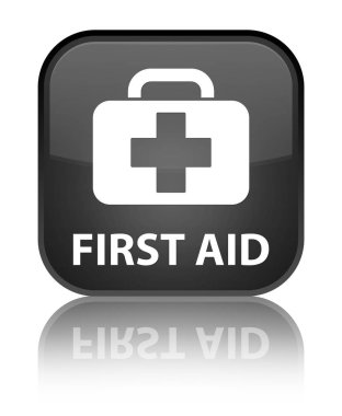 İlk yardım özel siyah kare düğme