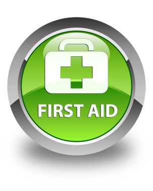 İlk yardım parlak yeşil yuvarlak düğme