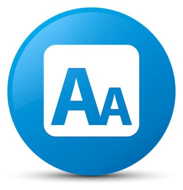 Yazı tipi boyutu kutusunu simgesi mavi mavi yuvarlak düğmesi