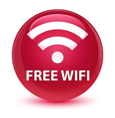 Ücretsiz Wi-Fi camsı pembe yuvarlak düğmesi