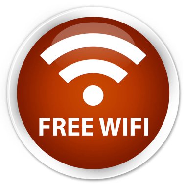 Ücretsiz Wi-Fi sigorta primi kahverengi yuvarlak düğmesi