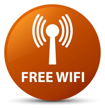 Ücretsiz wifi (wlan ağ) kahverengi yuvarlak düğmesi