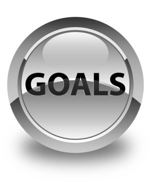 Goals glossy white round button