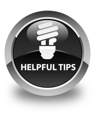 Yararlı ipuçları (ampul simgesi) parlak siyah yuvarlak düğmesi