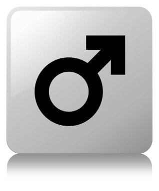 Erkek işareti simgesi Beyaz kare düğme