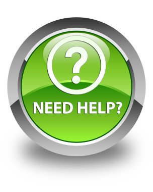 (Soru simgesi) parlak yeşil yuvarlak düğme yardıma ihtiyacım var