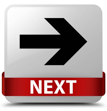 Sonraki beyaz kare düğme kırmızı kurdele orta