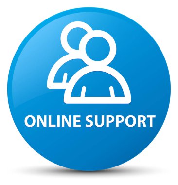 Çevrimiçi destek (grup simgesi) camgöbeği mavi yuvarlak düğmesi