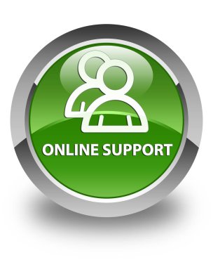 Çevrimiçi destek (grup simgesi) parlak yumuşak yeşil yuvarlak düğme