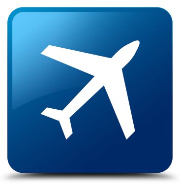 Uçak simgesi mavi kare düğme