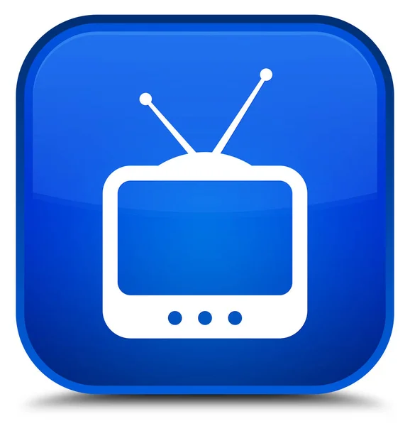 Icona TV speciale pulsante quadrato blu — Foto Stock