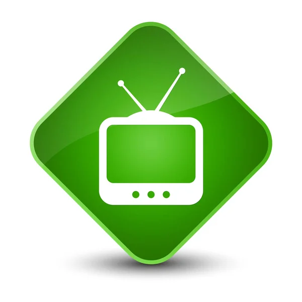 Icono de la TV elegante botón de diamante verde — Foto de Stock