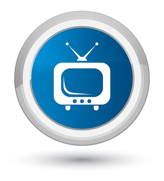 Icona TV primo pulsante rotondo blu — Foto Stock
