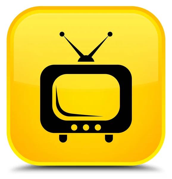 TV icon special yellow square button — Stock Photo, Image