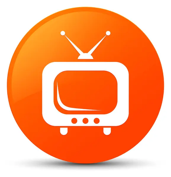 TV icon orange round button — Stock Photo, Image