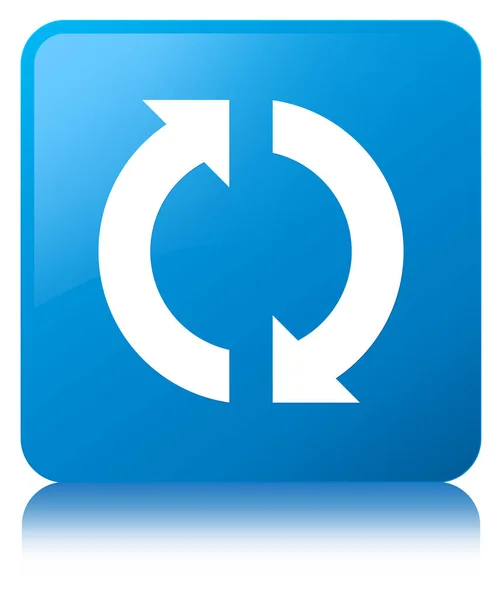 Güncelleştirme simgesini camgöbeği mavi kare düğme — Stok fotoğraf