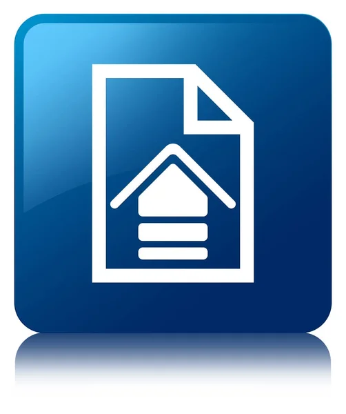 Carregar documento ícone azul quadrado botão — Fotografia de Stock
