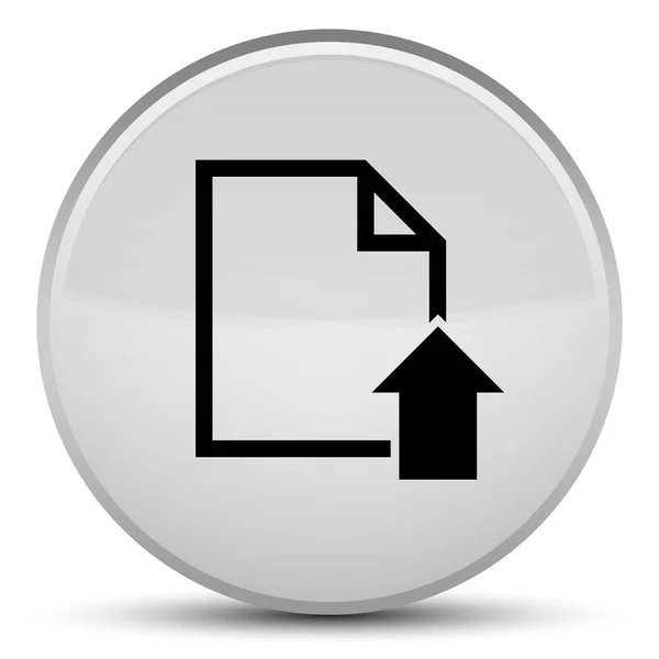 Uploaden document pictogram speciale witte, ronde knop — Stockfoto