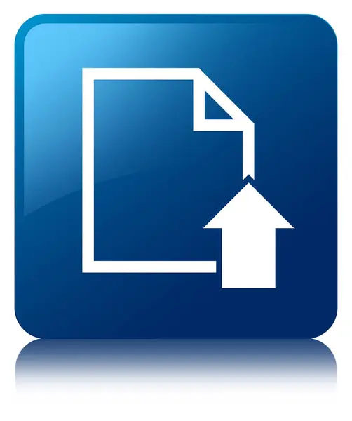 Subir documento icono azul botón cuadrado — Foto de Stock