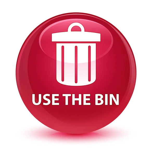 Bin (ikonę kosza) szklisty różowy okrągły przycisk — Zdjęcie stockowe