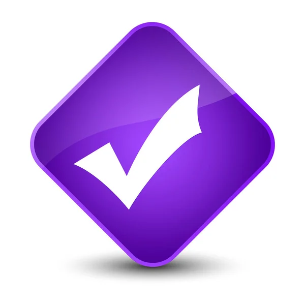 Validation icon elegant purple diamond button — Stock Photo, Image