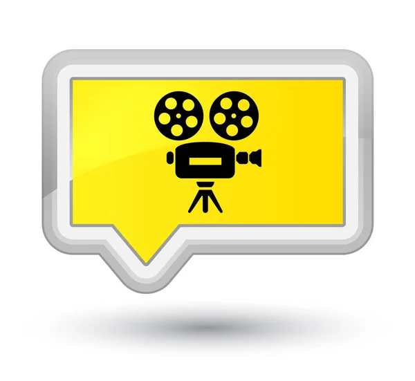 Bouton de bannière jaune prime icône de caméra vidéo — Photo