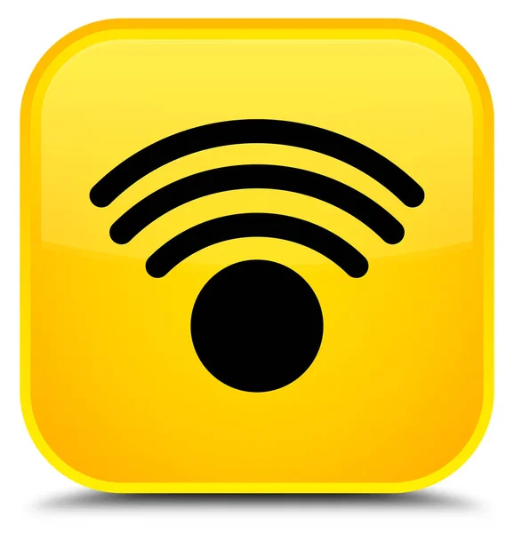 WiFi kutsal kişilerin resmi özel sarı kare düğme — Stok fotoğraf