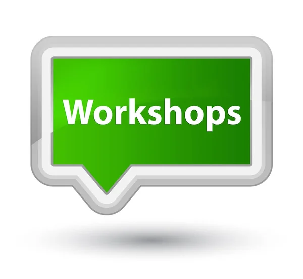 Workshops prime green banner button — Stock Photo, Image