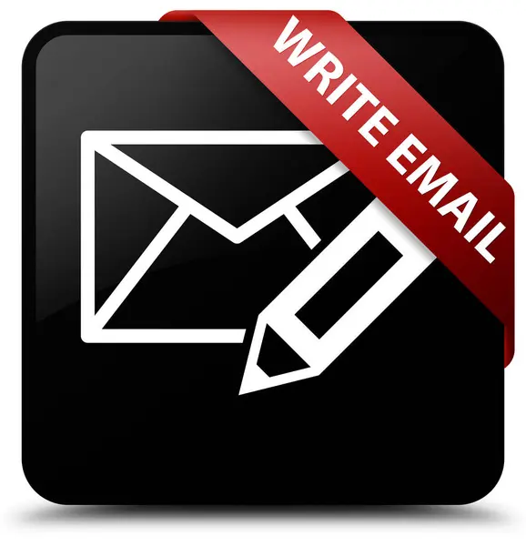 E-posta siyah kare düğme kırmızı kurdele köşede yazmak — Stok fotoğraf