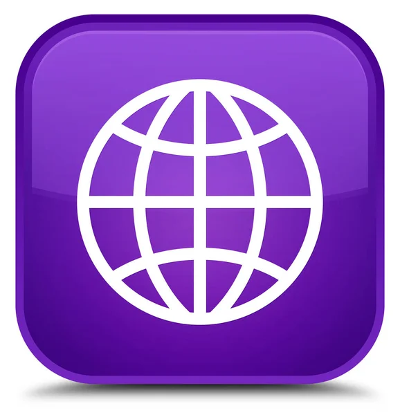 世界のアイコン特別な紫色の正方形ボタン — ストック写真