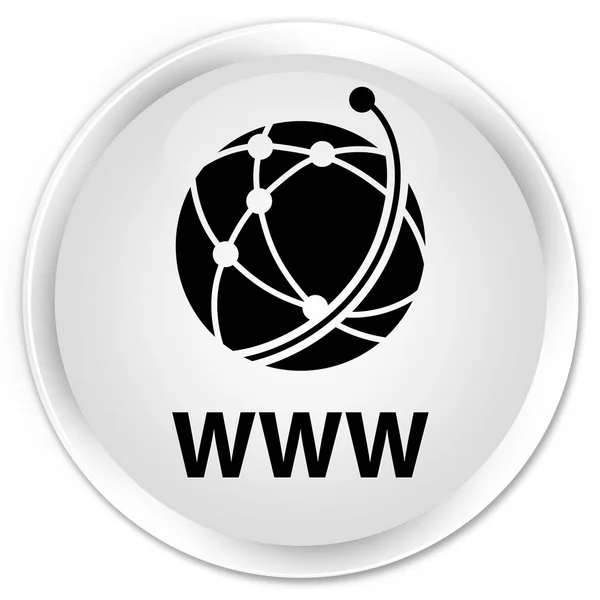 WWW (ícone de rede global) botão redondo branco premium — Fotografia de Stock